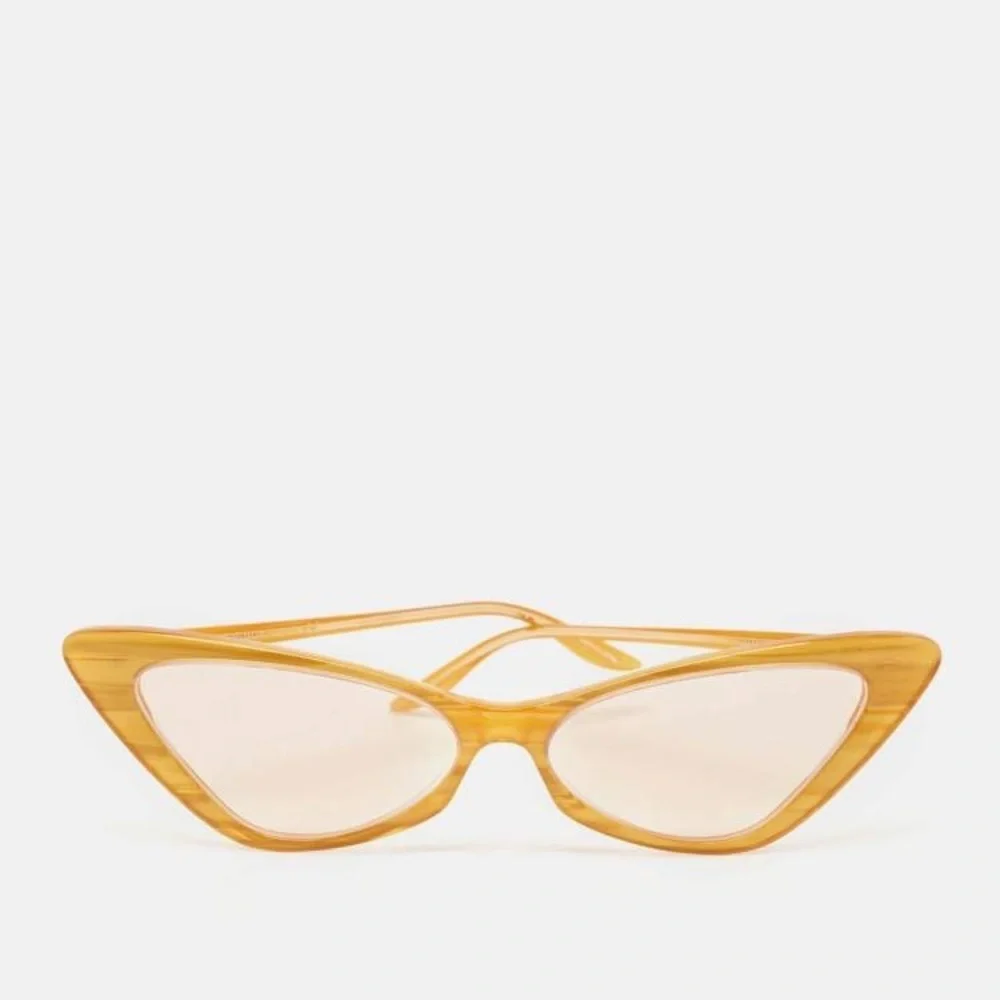 Gucci Cat Eye Sunglasses Yellow Acetate Frame Pink Lens‎ GG Logo with Case